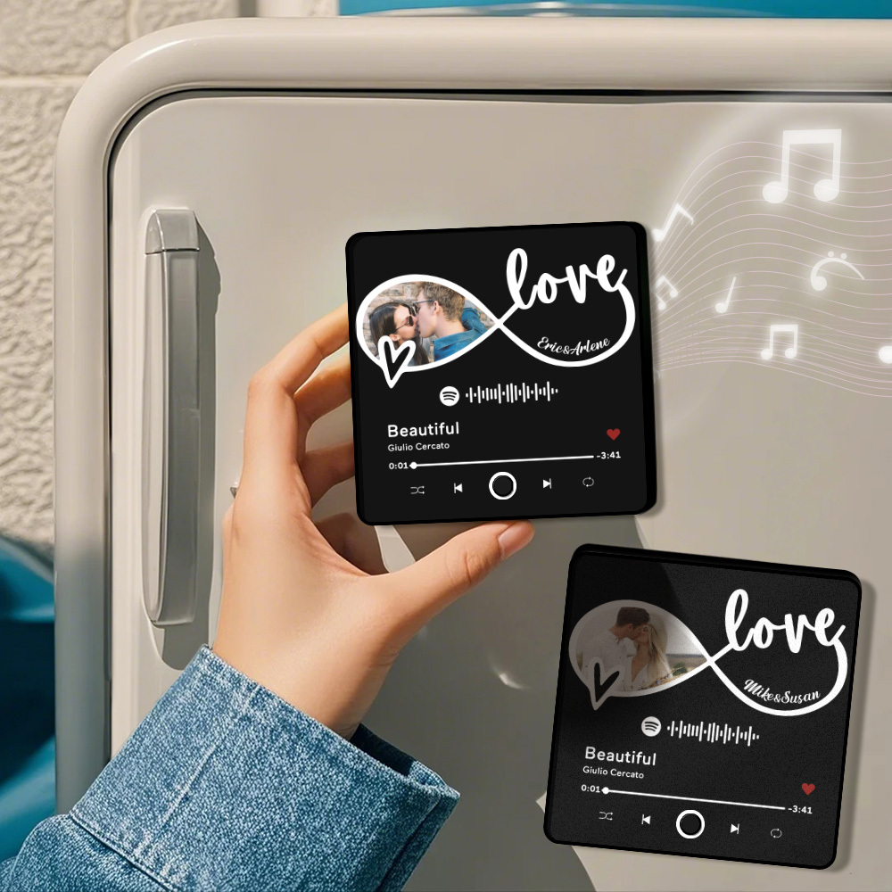 Custom Photo Album Music Fridge Magnet Love You Gift for Lover Custom Music Fridge Magnet Pro