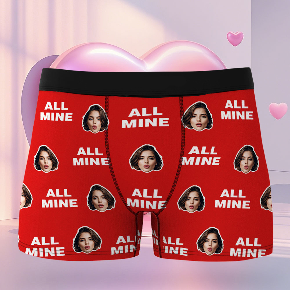 Custom Men's Face Boxer All Mine Face Boxer Briefs Personalized Orange Face Boxer Briefs Valentine's Day Underwear Gift