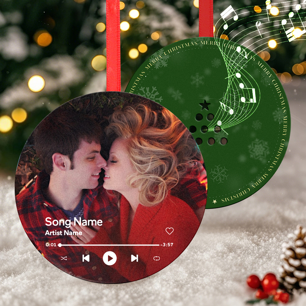 Custom Music and Photo Christmas Ornaments Play Music, Relive Cherished Memories - SantaSocks
