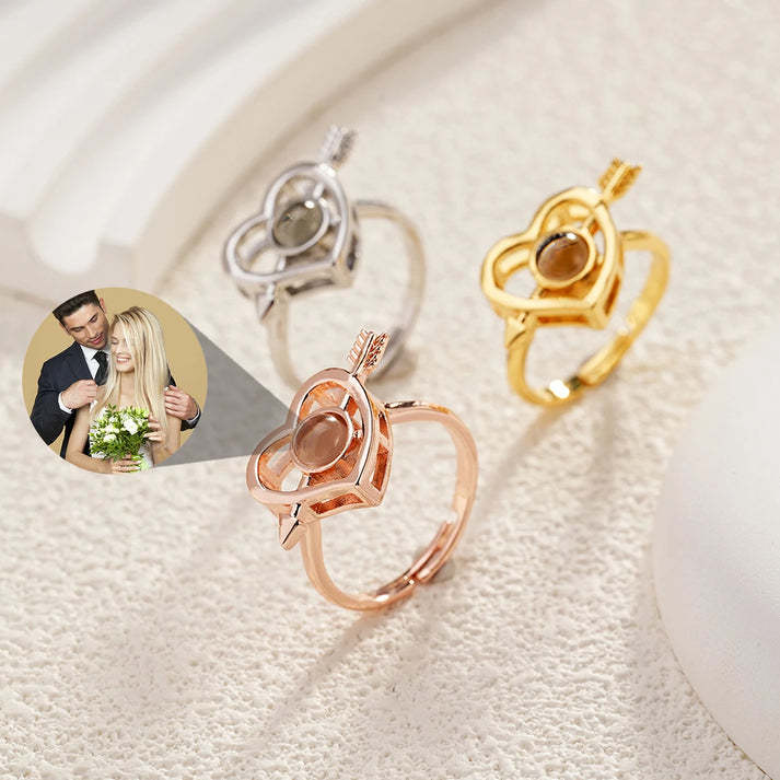 Custom Photo Heart Ring Projection Ring Valentine's Day Gift Idea
