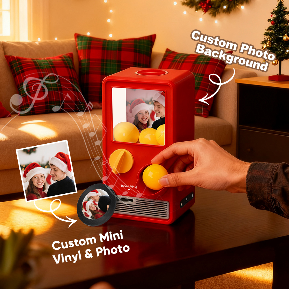 Personalized Music and Photo Music Gachapon Machine Custom Song Mini Record Box Retro Christmas Gifts for Her - SantaSocks