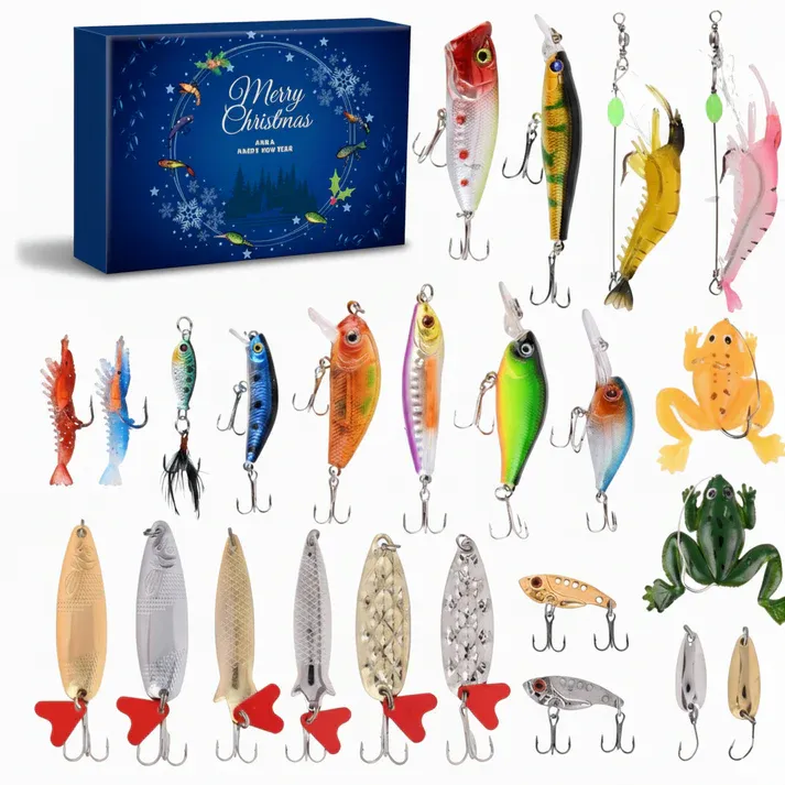 Fishing Advent Calendar – 24-Piece Fishing Lure Gift Set, Holiday Blind Box for Christmas & New Year