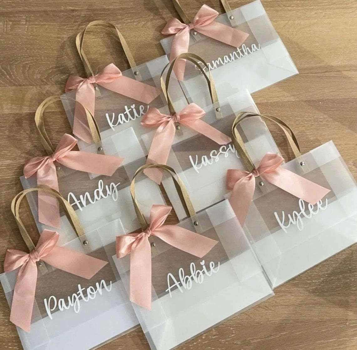 Bridesmaid Favors, Personalized Clear Tote Bag, Flower Girl Gift, Bachelorette Party Favor Gifts