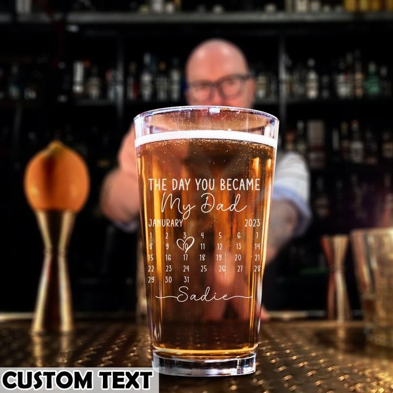 Fathers Day Gift From Daughter, Personalized Gifts For Dad, Dad Gift, Dad Birthday Gift, Personalised Beer Glass, The Day You Became My Dad - SantaSocks