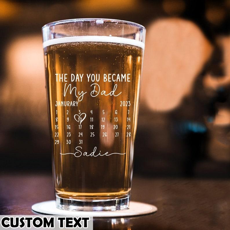 Fathers Day Gift From Daughter, Personalized Gifts For Dad, Dad Gift, Dad Birthday Gift, Personalised Beer Glass, The Day You Became My Dad - SantaSocks