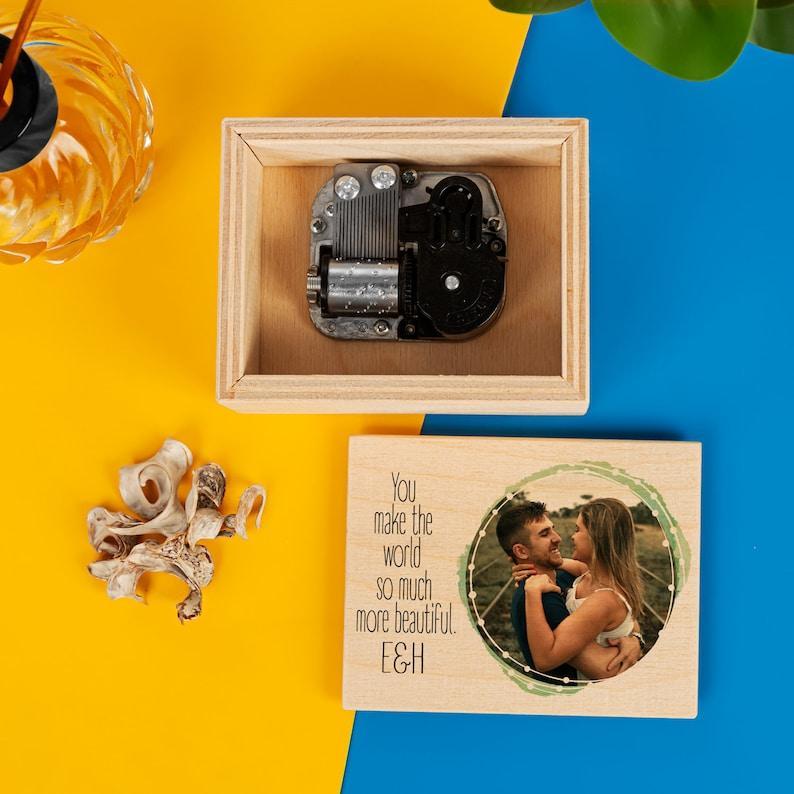 Personalized Photo Music Box, Unique Gifts for Boyfriend, Girlfriend, Couple, Christmas, Best Friend, One of a Kind Photo Music Gifts