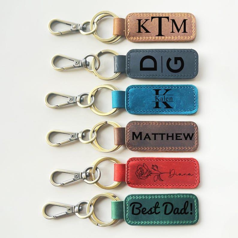 Engraved Leather Bag Charm Coordinates Keychain Longitude Latitude Keychain