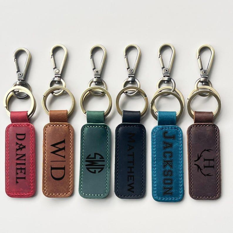 Engraved Leather Bag Charm Coordinates Keychain Longitude Latitude Keychain