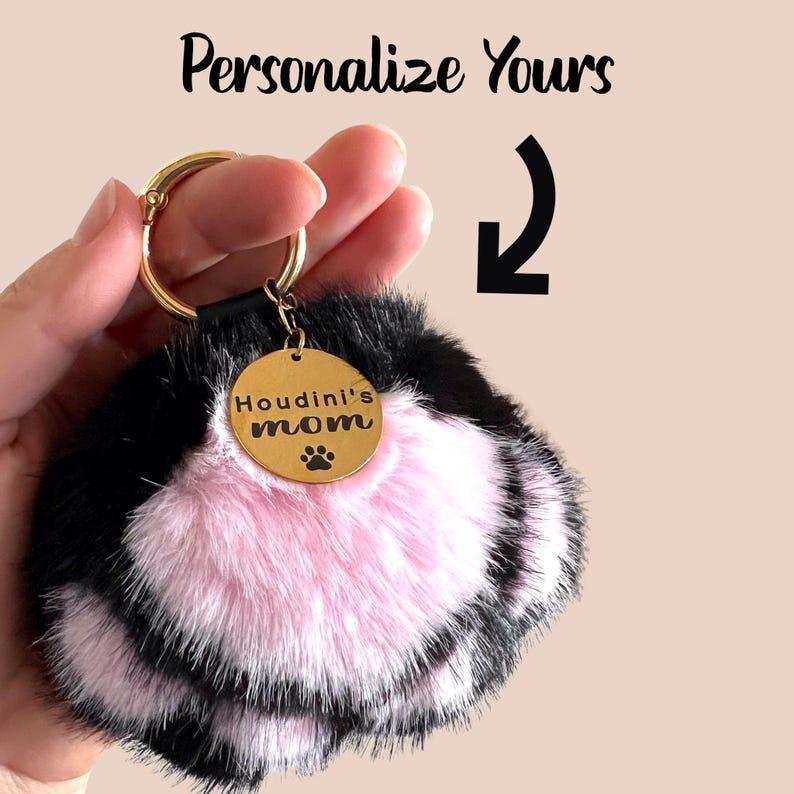 Custom Bag Charm Cat mom Gift Photo Engraved Charm Personalized Cat Paw Keyring