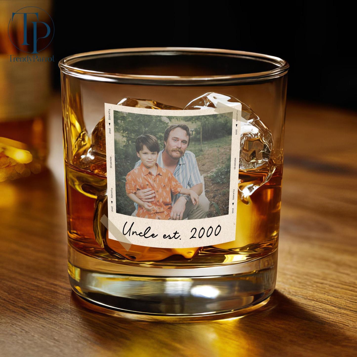 Dad Gifts, Gifts For Dad, Custom Photo Dad Est Whiskey Glass, Grandpa Gift, Dad Glass, Gifts For Him, Portrait Photo Grandpa Glass, New Dad - SantaSocks