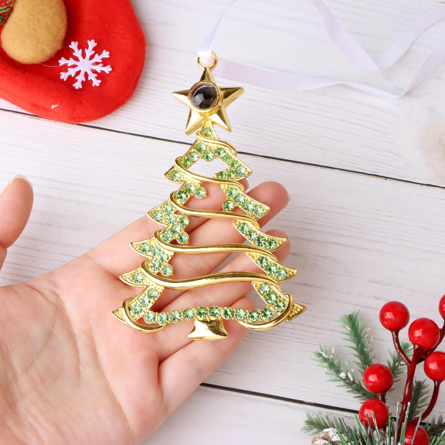 Personalized Christmas Tree Ornament with Photo Projection, Memorial Gift for Family & Pet Lovers, Holiday Tree Hanging Decor - SantaSocks