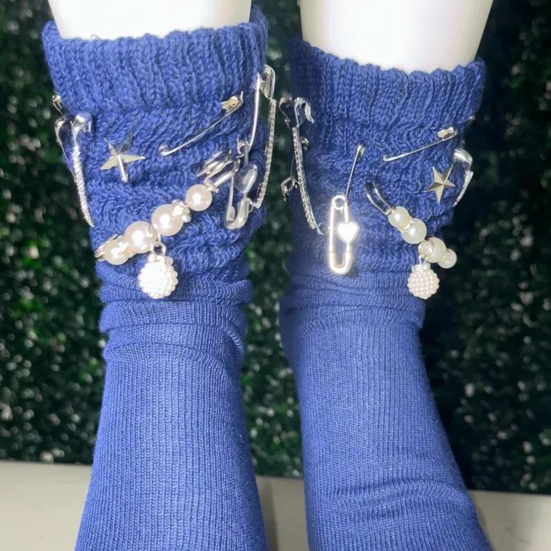 Slouch Sock With Charms Each pair is freestyle MAKE YOUR OWN DIY VIRAL TRENDING JUNK SOCKS & BROOCH PINS