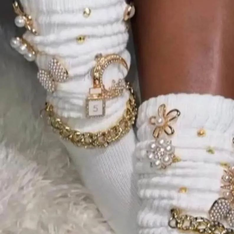 Slouch Sock With Charms Each pair is freestyle MAKE YOUR OWN DIY VIRAL TRENDING JUNK SOCKS & BROOCH PINS - SantaSocks