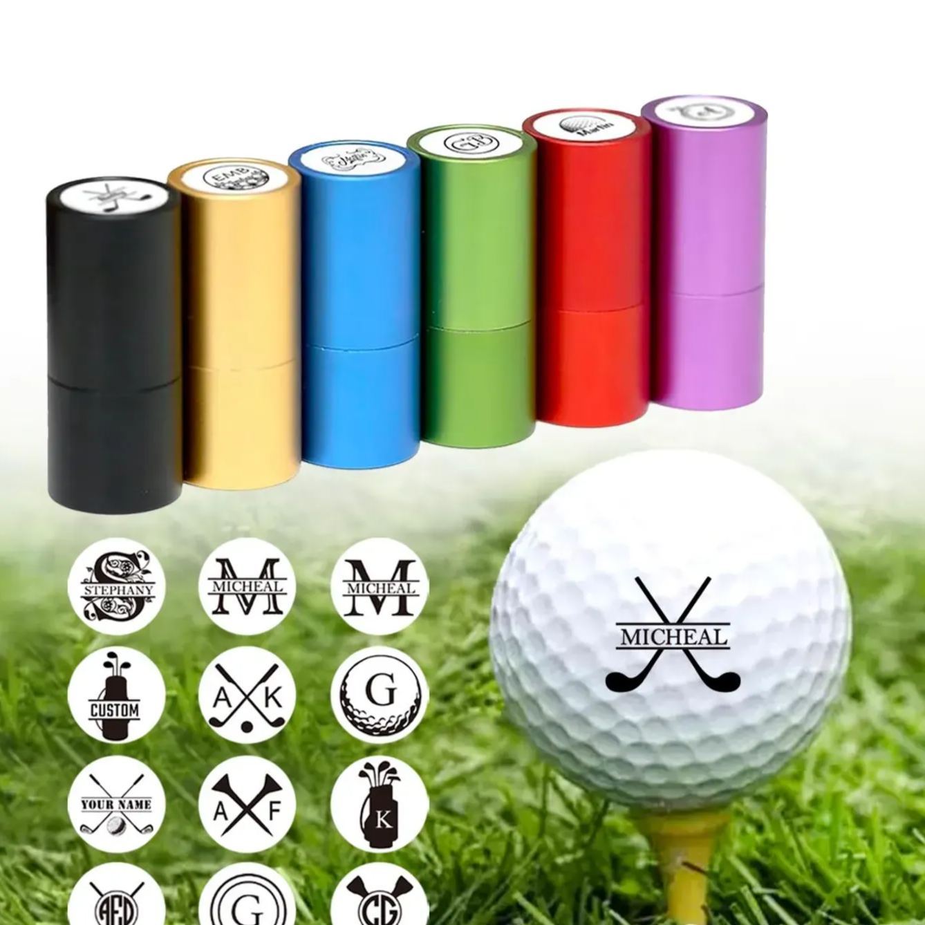 Personalized Monogrammed Initial Golf Ball Stamp with Metal Storage Box Birthday Father's Day Gift for Golf Player
