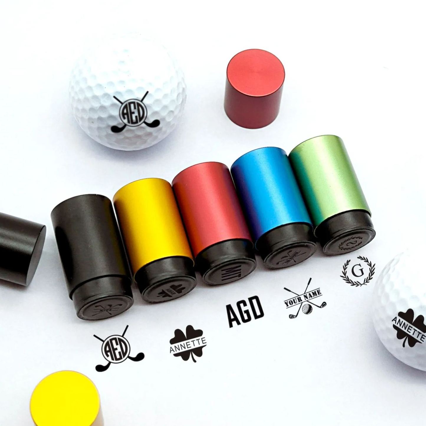 Personalized Monogrammed Initial Golf Ball Stamp with Metal Storage Box Birthday Father's Day Gift for Golf Player