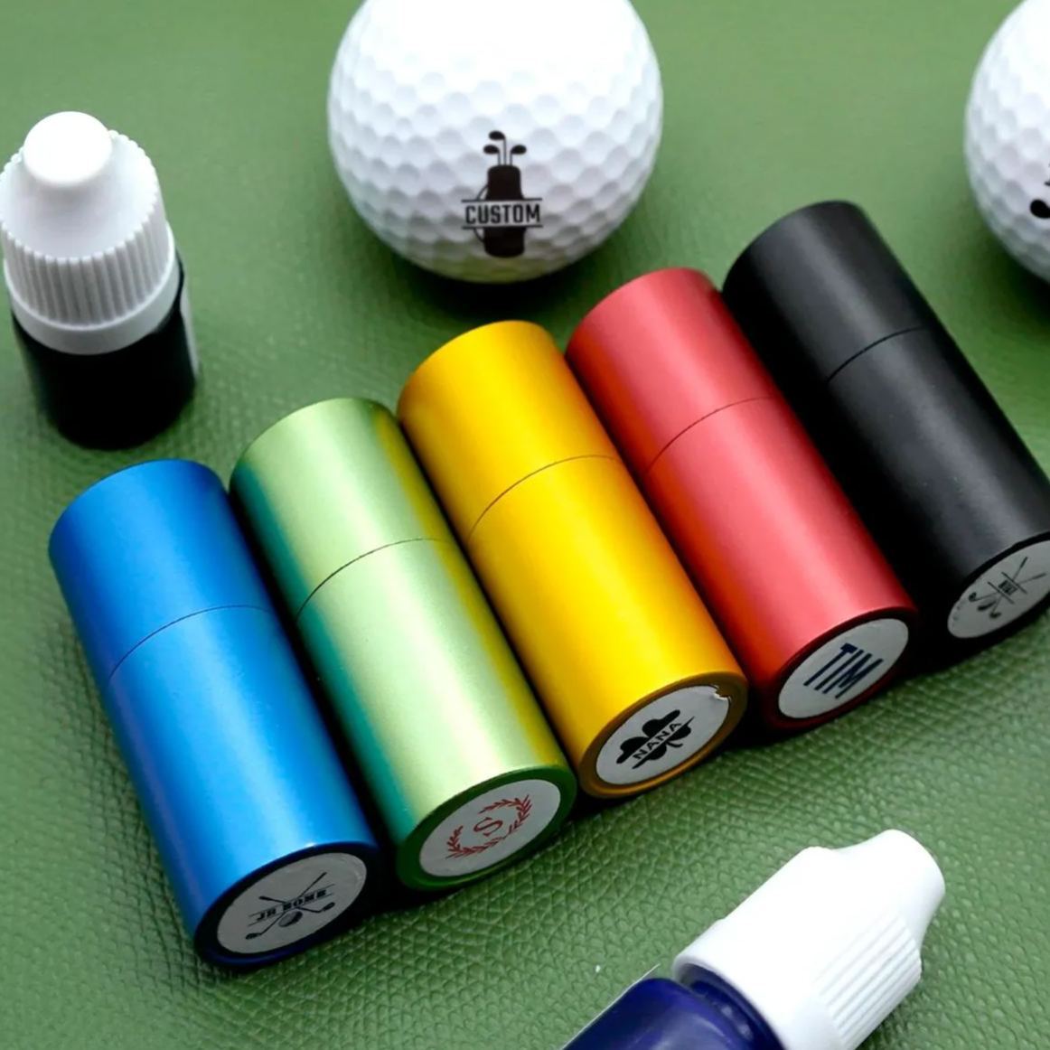 Personalized Monogrammed Initial Golf Ball Stamp with Metal Storage Box Birthday Father's Day Gift for Golf Player