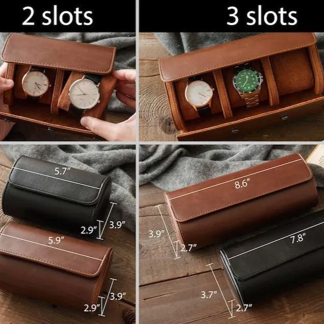 Leather Watch Roll Personalized, Travel Watch Case for Men, Personalized Gift for Him, Groom Gift,Groomsmen Gifts, Father's Day Gift for Him