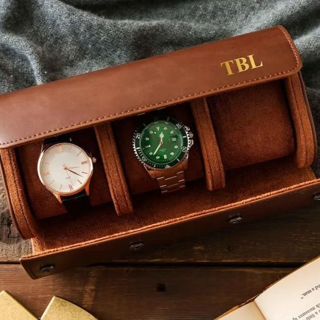 Leather Watch Roll Personalized, Travel Watch Case for Men, Personalized Gift for Him, Groom Gift,Groomsmen Gifts, Father's Day Gift for Him