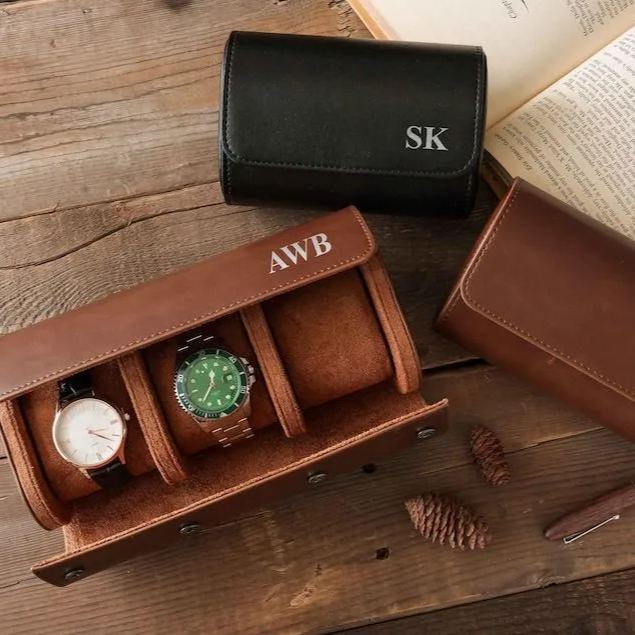 Leather Watch Roll Personalized, Travel Watch Case for Men, Personalized Gift for Him, Groom Gift,Groomsmen Gifts, Father's Day Gift for Him
