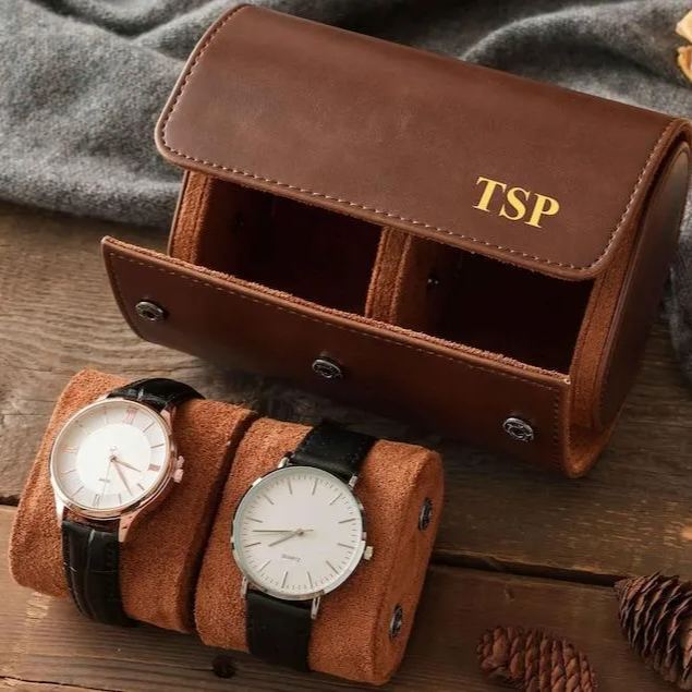 Leather Watch Roll Personalized, Travel Watch Case for Men, Personalized Gift for Him, Groom Gift,Groomsmen Gifts, Father's Day Gift for Him