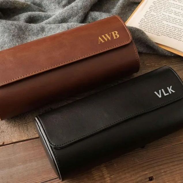 Leather Watch Roll Personalized, Travel Watch Case for Men, Personalized Gift for Him, Groom Gift,Groomsmen Gifts, Father's Day Gift for Him