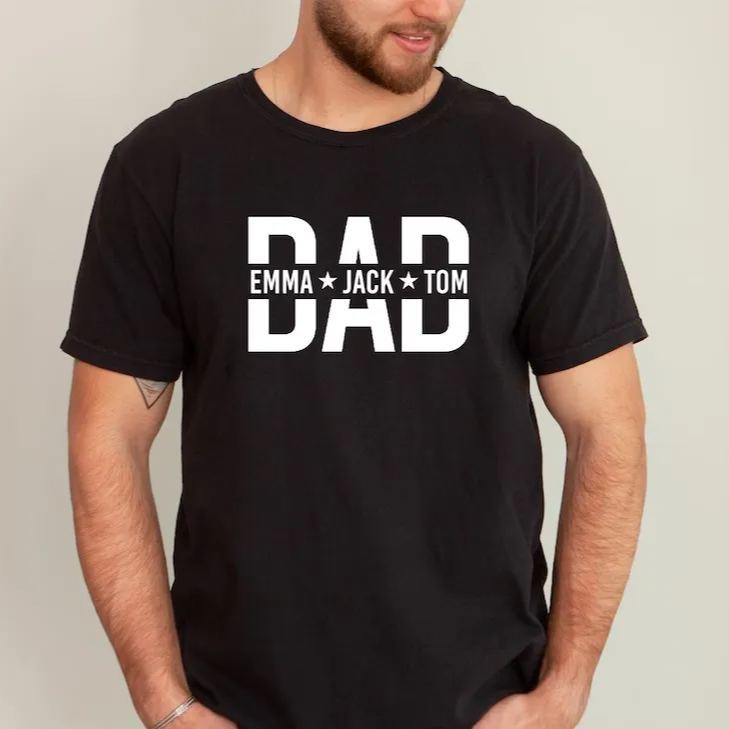 Custom Dad Shirt With Kids Names, Dad T-Shirt, Personalized Dad Shirt, Father's Day Shirt, New Dad Shirt, Daddy Shirt, Birthday Gift Dad Tee