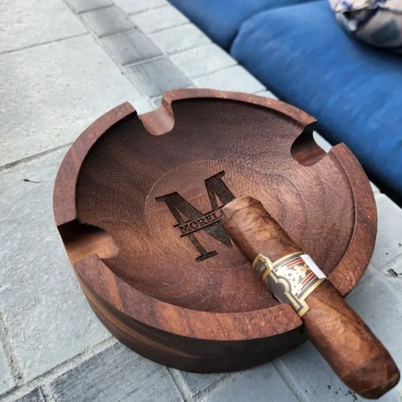Personalized Name Walnut Cigar Ash Tray