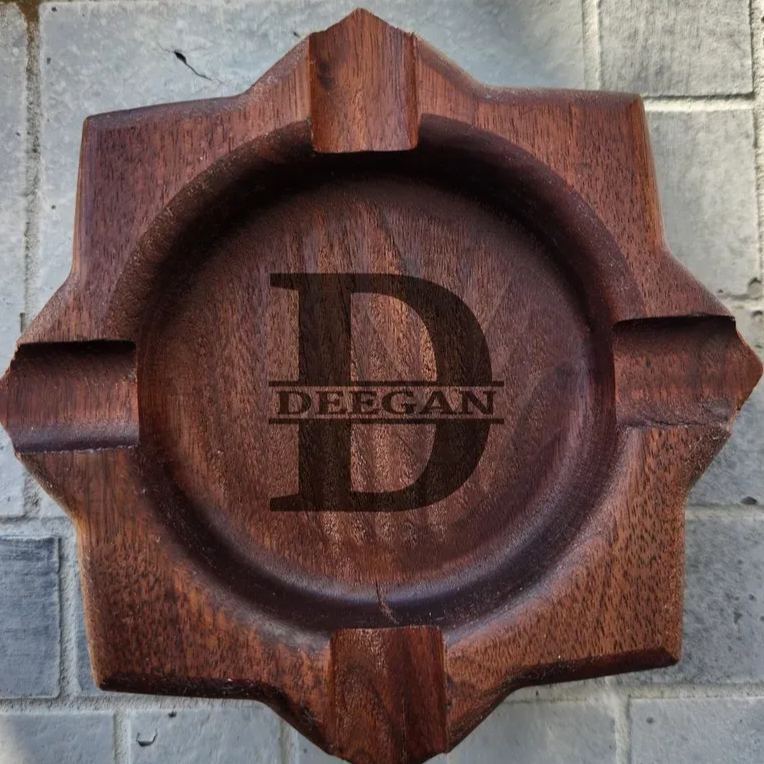 Personalized Name Walnut Cigar Ash Tray