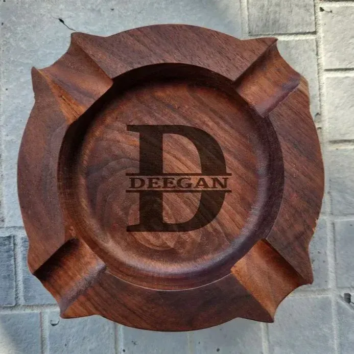 Personalized Name Walnut Cigar Ash Tray