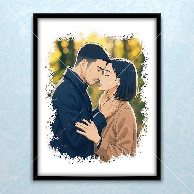 Custom Anime Style Portrait, Couples Anime Gift, Draw Anime From Photo, Anime Style Portrait, Manga Style Portraits Ornament