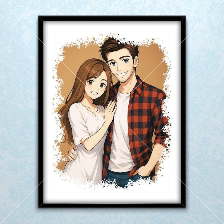 Custom Anime Style Portrait, Couples Anime Gift, Draw Anime From Photo, Anime Style Portrait, Manga Style Portraits Ornament