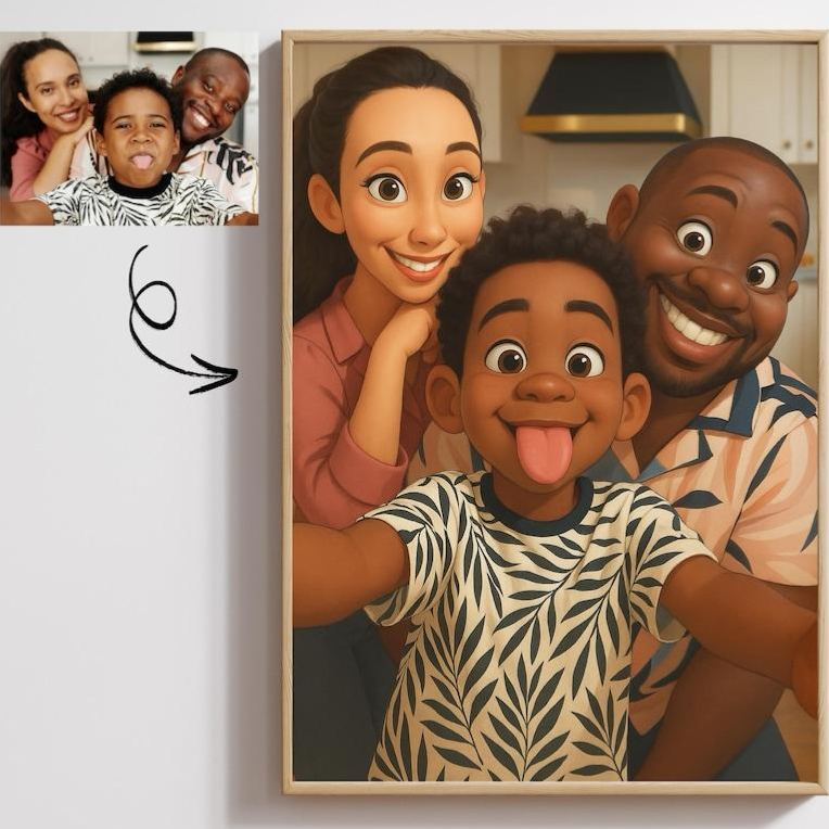 Custom Pixar-Style Portrait • Cartoon Drawing from Photo • Personalized Digital Art for Couples, Families, Kids, or Pets
