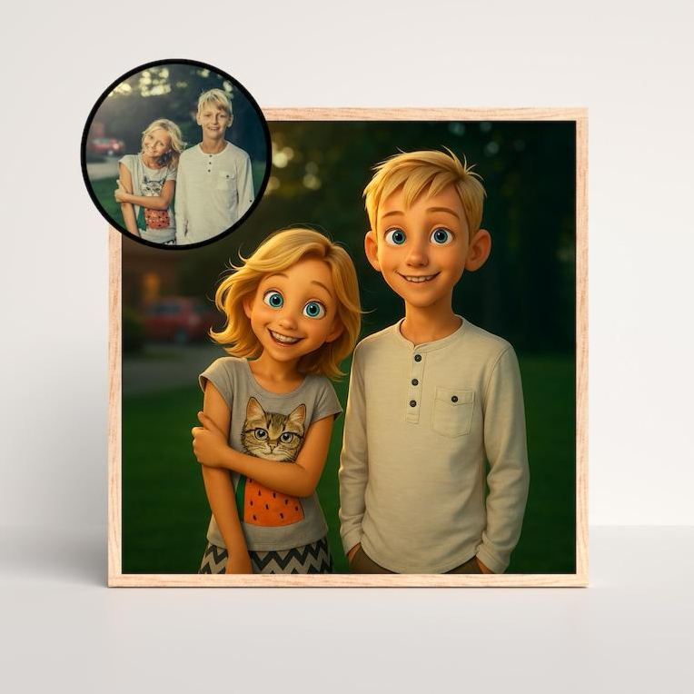 Custom Pixar-Style Portrait • Cartoon Drawing from Photo • Personalized Digital Art for Couples, Families, Kids, or Pets