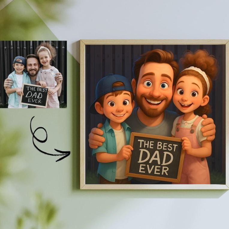 Custom Pixar-Style Portrait • Cartoon Drawing from Photo • Personalized Digital Art for Couples, Families, Kids, or Pets