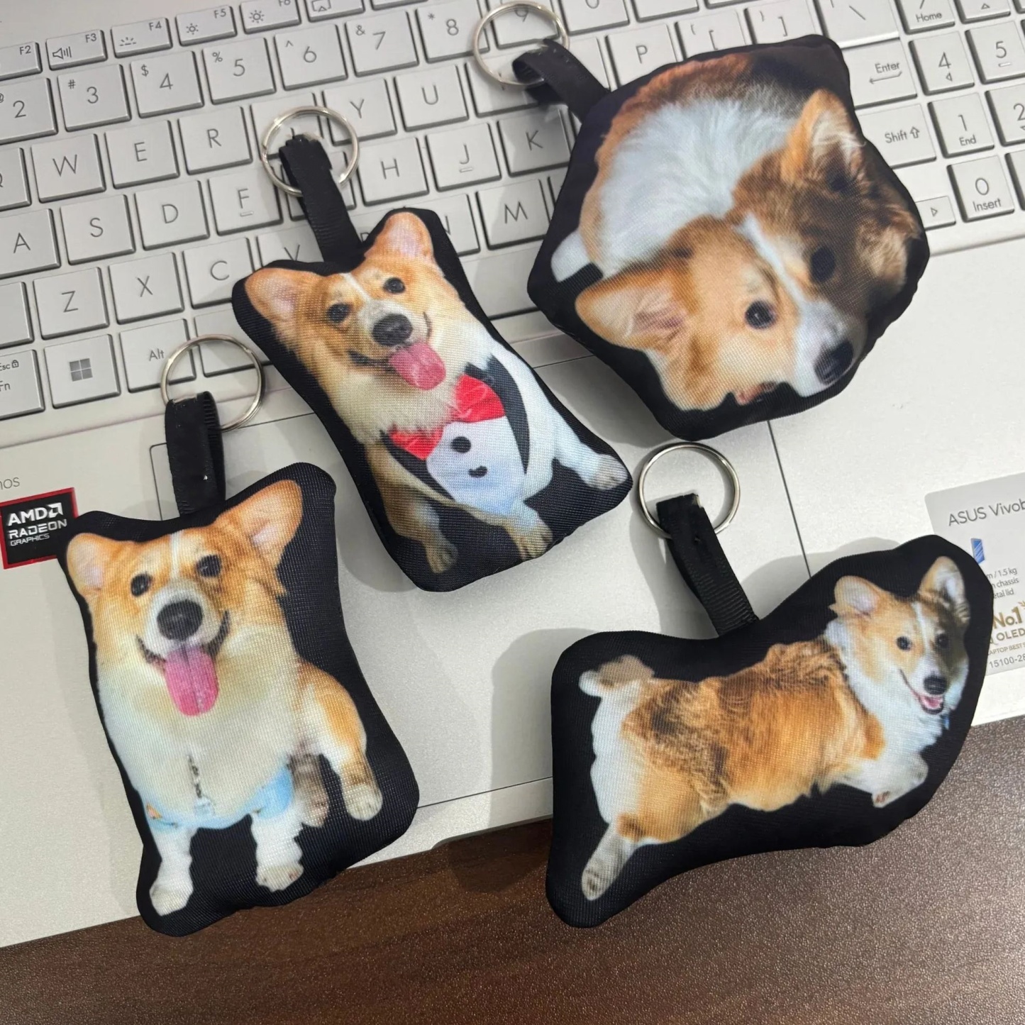 Custom Photo and Text Pillow Keychain