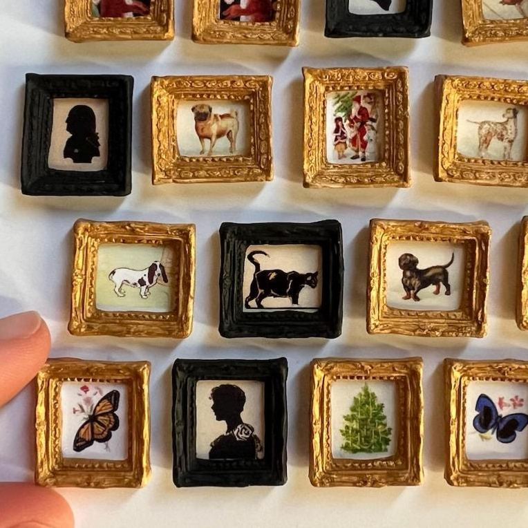 Extra Tiny Miniature Framed Artwork for Vintage Dollhouse Decor