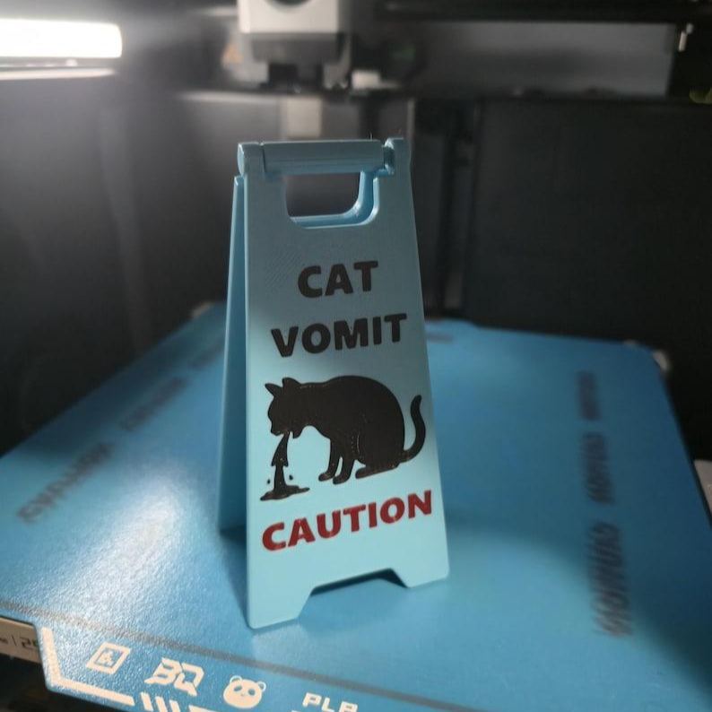 Mini Cat Vomit Wet Floor Signs (5 inches tall) (Unique gift) Choose between version 1 or 2 (See pics) Repeat buyers get a free sign!!!
