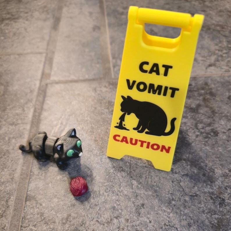 Mini Cat Vomit Wet Floor Signs (5 inches tall) (Unique gift) Choose between version 1 or 2 (See pics) Repeat buyers get a free sign!!!