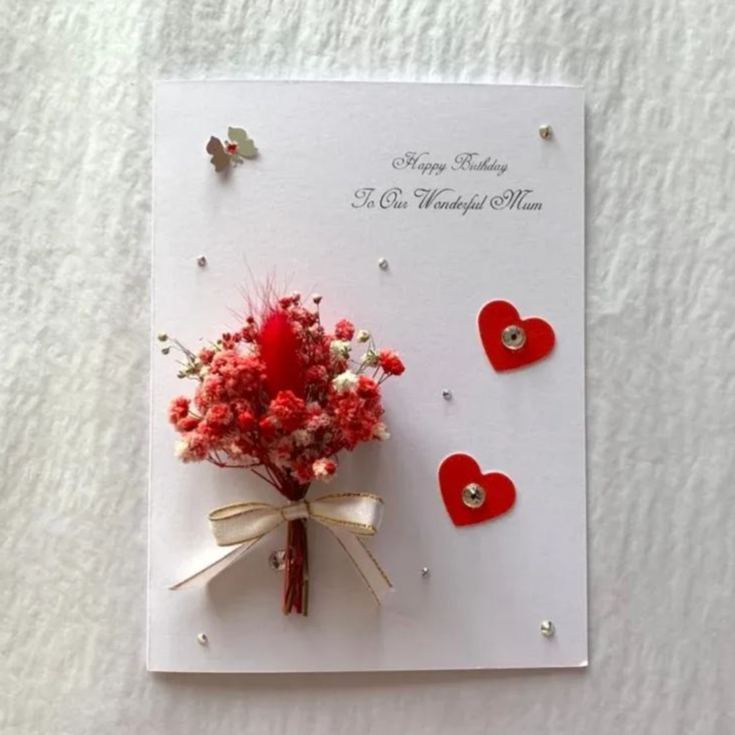 Luxury Personalised Handmade Birthday Card, Handmade Preserved Flower Card, Dried Flower Birthday Card, Birthday Card, Bouquet Card C008