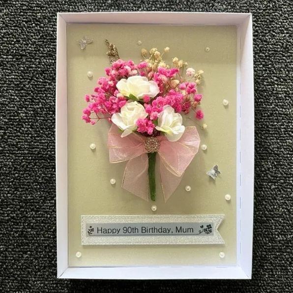 Luxury Personalised Handmade Birthday Card, Handmade Preserved Flower Card, Dried Flower Birthday Card, Birthday Card, Bouquet Card C008