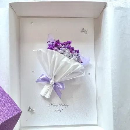Luxury Personalised Handmade Birthday Card, Handmade Preserved Flower Card, Dried Flower Birthday Card, Birthday Card, Bouquet Card C008