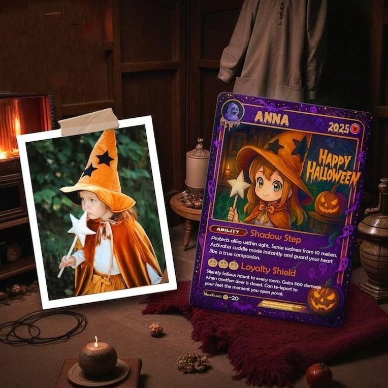 Custom Halloween Poké Card – Custom Poke Halloween Card, Spooky Halloween Day Pokemon Card Gift