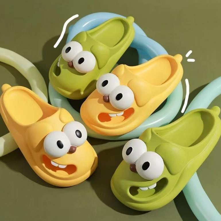 Cute Cartoon Monster Slippers – Soft PVC Indoor Bathroom Slides, Funny Big Eye Cozy Home Sandals