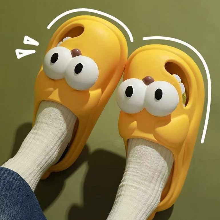 Cute Cartoon Monster Slippers – Soft PVC Indoor Bathroom Slides, Funny Big Eye Cozy Home Sandals
