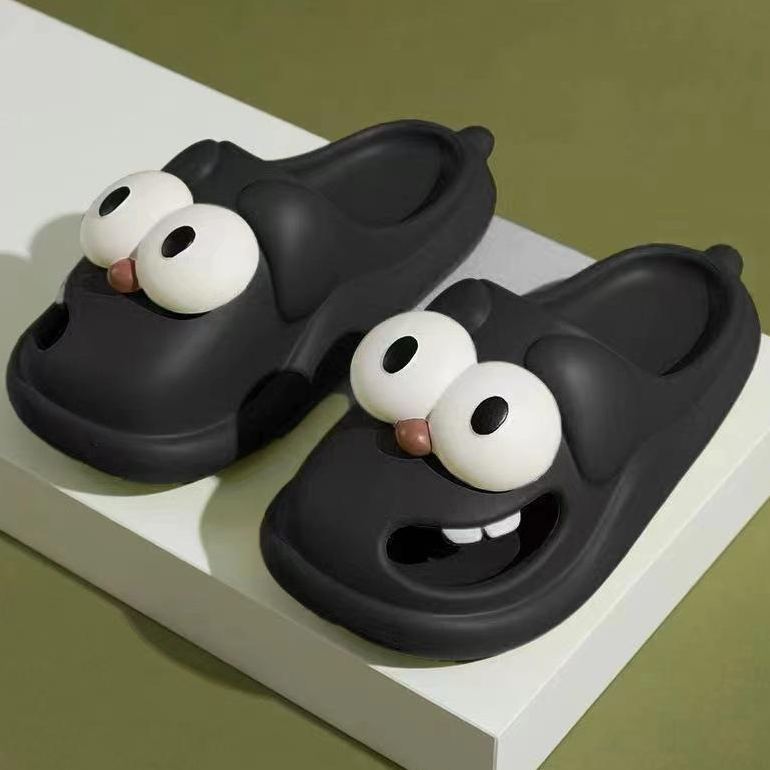 Cute Cartoon Monster Slippers – Soft PVC Indoor Bathroom Slides, Funny Big Eye Cozy Home Sandals