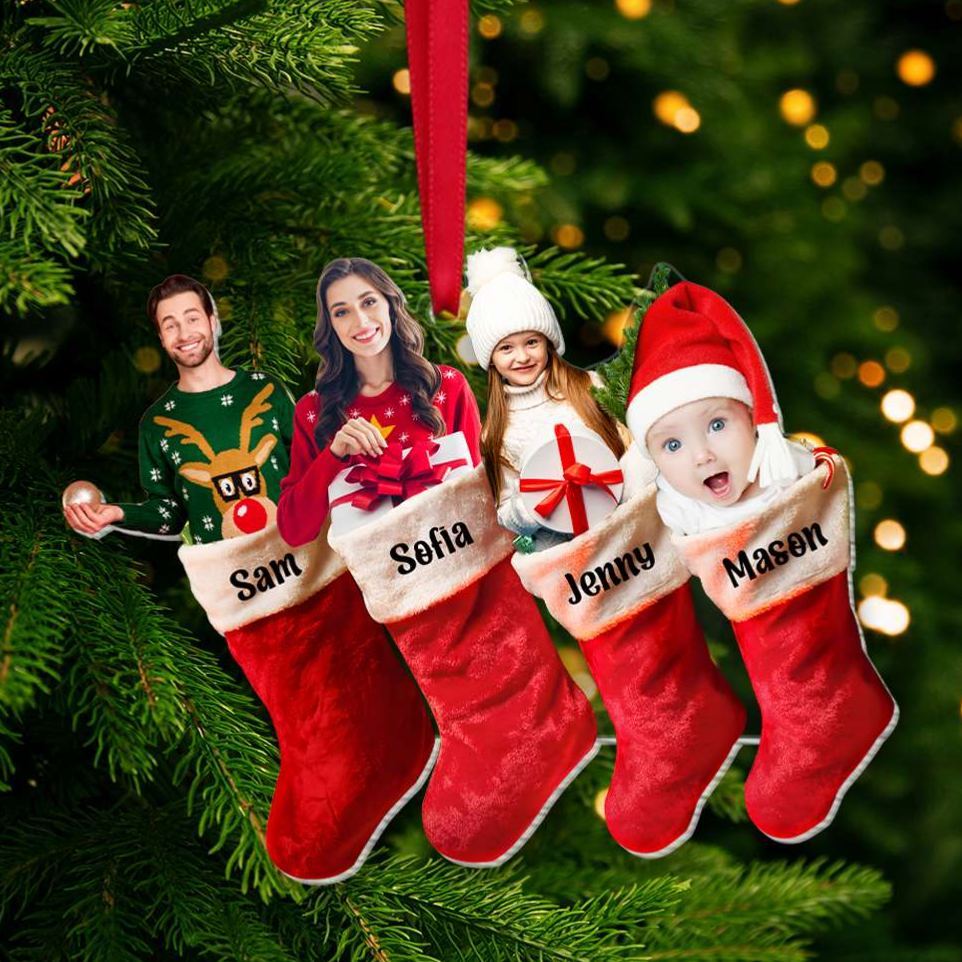 Personalized Custom Photo Christmas Gifts For Family Acrylic Ornament