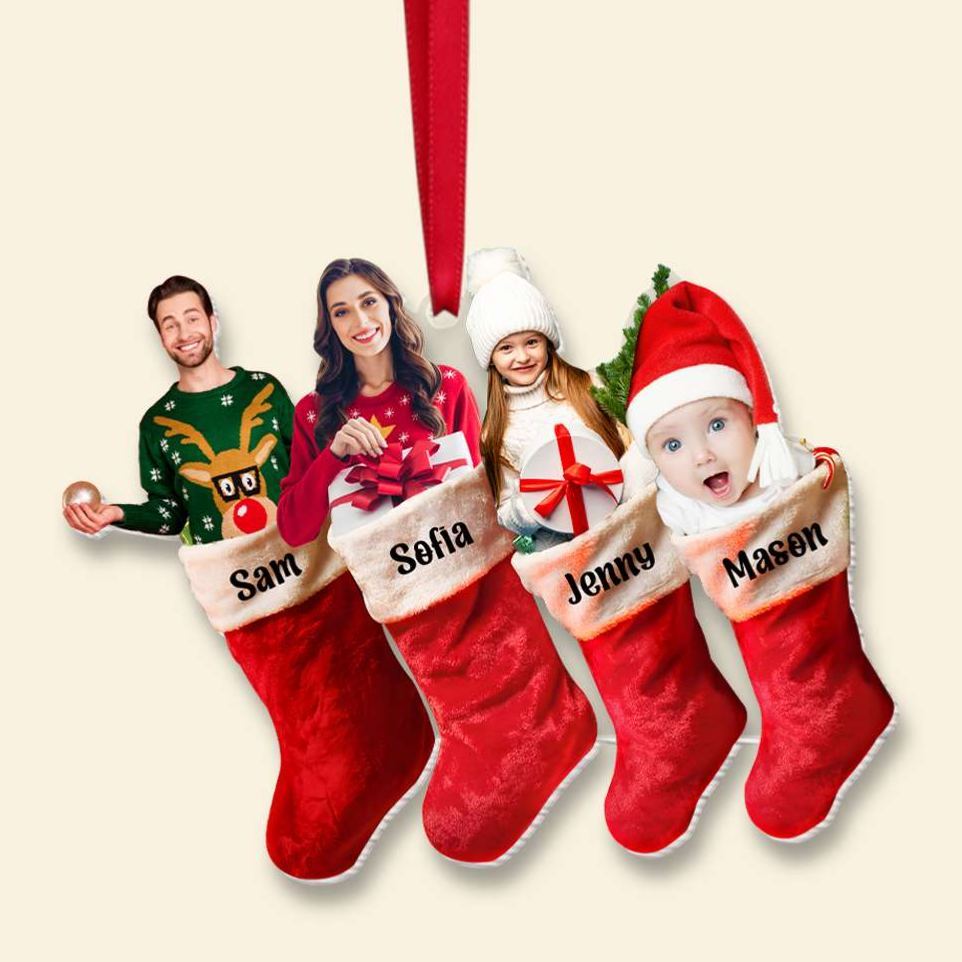 Personalized Custom Photo Christmas Gifts For Family Acrylic Ornament