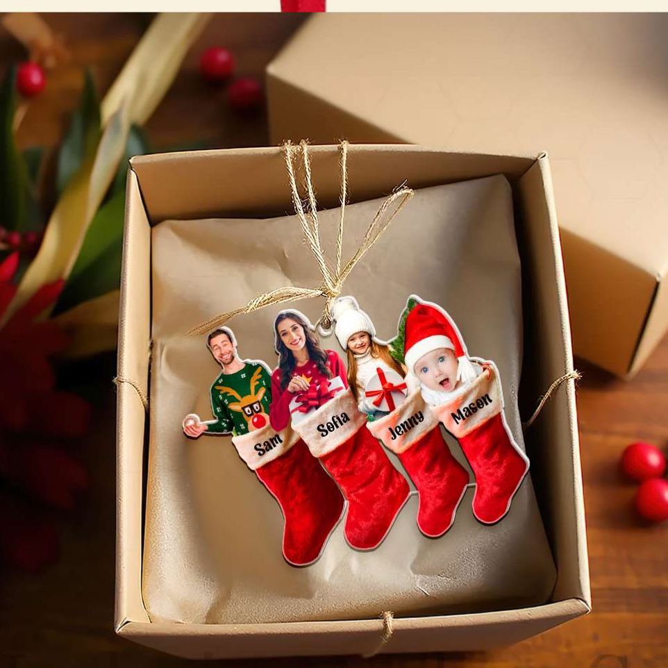 Personalized Custom Photo Christmas Gifts For Family Acrylic Ornament