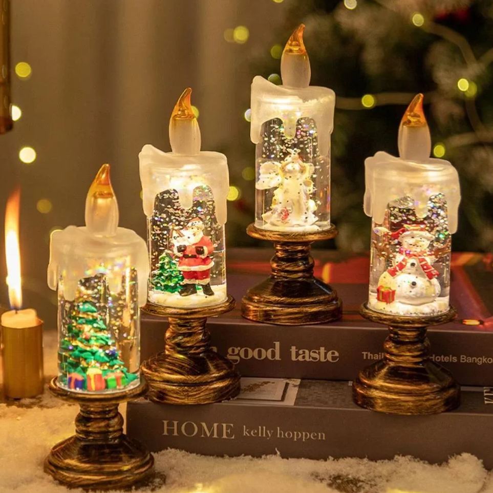 Creative Candle Lights LED Christmas Snow Globe Christmas Lights