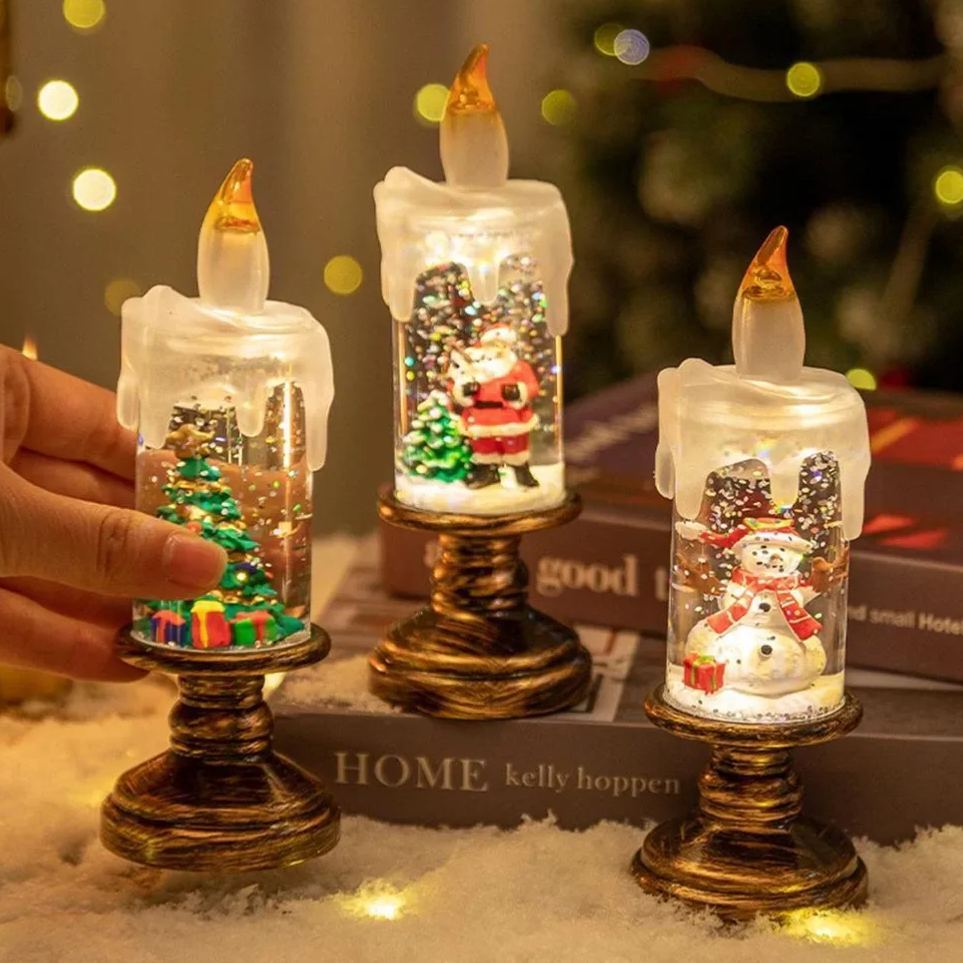Creative Candle Lights LED Christmas Snow Globe Christmas Lights